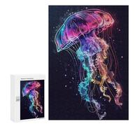 Rompecabezas 300 PCS para Adultos Jellyfish Neon Animal Rompecabezas para Adultos Juguete Decoración De Pared Decoración Perfecta Regalos para Reducir El Estrés 300 PCS