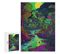 Rompecabezas 300 PCS para Adultos Jungle Glow Vibrant Forest Scene Rompecabezas para Adultos Juegos Relajantes Decoración Perfecta como Regalo para Toda La Familia 300 PCS