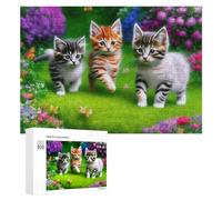 Rompecabezas 300 PCS para Adultos Kittens in A Garden Rompecabezas para Adultos Juegos Relajantes Decoración Perfecta como Regalo para Toda La Familia 300 PCS