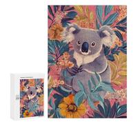 Rompecabezas 300 PCS para Adultos Koala with Tropical Flowers-1 Rompecabezas para Adultos Alivia El Estrés Desafío para Completar Regalos para Reducir El Estrés 300 PCS