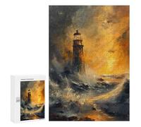 Rompecabezas 300 PCS para Adultos Lighthouse Storm Sunset Rompecabezas para Adultos Juego De Ingenio Regalo De Cumpleaños Ayuda A Ejercitar El Cerebro 300 PCS