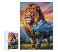 Rompecabezas 300 PCS para Adultos Lion and Mountain Landscape Rompecabezas para Adultos Juguete Decoración De Pared Mejora La Memoria Regalo De Cumpleaños, Regalos, 300 PCS
