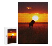 Rompecabezas 300 PCS para Adultos Lion Silhouette Sunset Rompecabezas para Adultos Juguetes De Bricolaje Pero Divertidos Y Humorísticos para Cumpleaños, Navidad 300 PCS