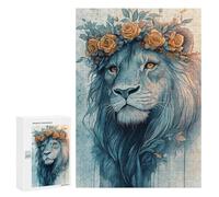 Rompecabezas 300 PCS para Adultos Lion with Floral Crown Rompecabezas para Adultos Juegos Relajantes Corte De Precisión Oferta como Regalo para Toda La Familia 300 PCS
