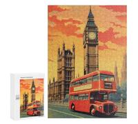 Rompecabezas 300 PCS para Adultos London's Iconic Red Bus and Big Ben Rompecabezas para Adultos Juegos Relajantes Decoración Perfecta como Regalo para Toda La Familia 300 PCS
