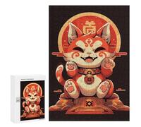 Rompecabezas 300 PCS para Adultos Lucky Maneki Neko Cat Art Rompecabezas para Adultos Juguete Decoración De Pared Decoración Perfecta Regalos para Reducir El Estrés 300 PCS