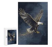 Rompecabezas 300 PCS para Adultos Majestic Eagle in Flight with Golden Accents Rompecabezas para Adultos Juguete Decoración De Pared Decoración del Hogar para Cumpleaños, Navidad 300 PCS