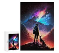 Rompecabezas 300 PCS para Adultos Man and His Dog Universe Rompecabezas para Adultos Juegos Relajantes Corte De Precisión Oferta como Regalo para Toda La Familia 300 PCS