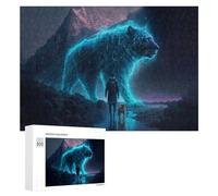 Rompecabezas 300 PCS para Adultos Mystical Journey Man, Dog, and Glowing Tiger Rompecabezas para Adultos Juegos Relajantes Decoración Perfecta como Regalo para Toda La Familia 300 PCS