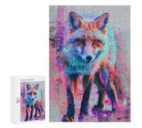 Rompecabezas 300 PCS para Adultos Neon Glitch Fox Rompecabezas para Adultos Juegos Divertidos Vacaciones En Casa Matar El Tiempo para Cumpleaños, Navidad 300 PCS