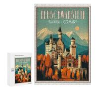 Rompecabezas 300 PCS para Adultos Neuschwanstein Castle Bavaria Germany Travel Poster Rompecabezas para Adolescentes Juguetes Antiestrés Desafío Difícil Ayuda A Ejercitar El Cerebro 300 PCS
