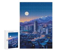 Rompecabezas 300 PCS para Adultos Night Cityscape with Mountains and Moon Rompecabezas Juego Familiar Difícil Oferta Difícil como Regalo para Toda La Familia 300 PCS