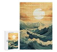 Rompecabezas 300 PCS para Adultos Ocean Waves at Sunset Rompecabezas De Juguete para Decoración De Pared, Divertido Y Humorístico, Cumpleaños 300 PCS