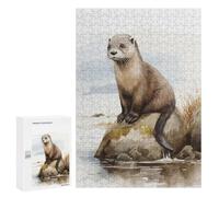 Rompecabezas 300 PCS para Adultos Otter Watercolor Cute Rompecabezas para Adultos Juguetes De Bricolaje Pero Divertidos Y Humorísticos para Cumpleaños, Navidad 300 PCS