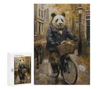 Rompecabezas 300 PCS para Adultos Panda Amsterdam Bicycle Rompecabezas para Adultos Juegos De Relajación Decoración Cumpleaños 300 PCS