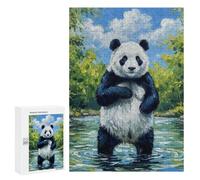 Rompecabezas 300 PCS para Adultos Panda in River Painting Rompecabezas para Adultos Juguete Decoración De Pared Mejora La Memoria Regalo De Cumpleaños, Regalos, 300 PCS