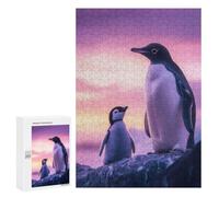 Rompecabezas 300 PCS para Adultos Penguin Family Sunset Rompecabezas para Adultos Juegos Divertidos Vacaciones En Casa Matar El Tiempo para Cumpleaños, Navidad 300 PCS