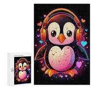 Rompecabezas 300 PCS para Adultos Penguin Music Lovers Rompecabezas para Adultos Juegos Familiares Carrera De Velocidad Manual Regalos para Amigos Y Familiares 300 PCS