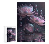 Rompecabezas 300 PCS para Adultos Pink Lotus Flowers Rompecabezas para Adultos Juegos Familiares Carrera De Velocidad Manual Regalos para Amigos Y Familiares 300 PCS