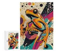 Rompecabezas 300 PCS para Adultos Playful Frog Pop Art Print Colorful Nature Décor, Animal Lover Gift, Retro Wall Art F... Rompecabezas para Adultos Juguete Decoración De Pared Decoración Re