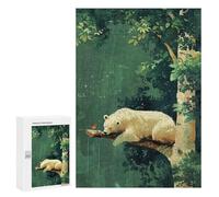 Rompecabezas 300 PCS para Adultos Polar Bear in The Forest Rompecabezas para Adultos Juegos Familiares Carrera De Velocidad Manual Regalos para Amigos Y Familiares 300 PCS