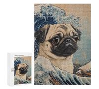 Rompecabezas 300 PCS para Adultos Pug Wave Art Print Rompecabezas para Adultos Alivia El Estrés Desafío para Completar Regalos para Reducir El Estrés 300 PCS