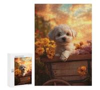 Rompecabezas 300 PCS para Adultos Puppy in A Wagon Rompecabezas para Adultos Juguetes De Bricolaje Pero Divertidos Y Humorísticos para Cumpleaños, Navidad 300 PCS