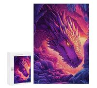 Rompecabezas 300 PCS para Adultos Purple Dragon in Cave Rompecabezas para Adultos Juguetes Antiestrés Mejora La Memoria Gran Regalo para Jugar 300 PCS