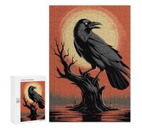 Rompecabezas 300 PCS para Adultos Raven on A Branch at Sunset Rompecabezas para Adultos Juguete Decoración De Pared Mejora La Memoria Regalo De Cumpleaños, Regalos, 300 PCS