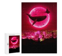 Rompecabezas 300 PCS para Adultos Red Moon High Tide Rompecabezas para Adultos Juguete Decoración De Pared Mejora La Memoria Regalo De Cumpleaños, Regalos, 300 PCS