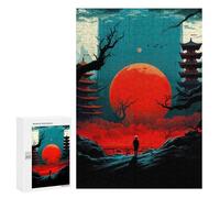 Rompecabezas 300 PCS para Adultos Red Moon Japan Night Rompecabezas para Adultos Juegos Divertidos Vacaciones En Casa Matar El Tiempo para Cumpleaños, Navidad 300 PCS