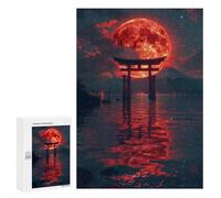Rompecabezas 300 PCS para Adultos Red Moon Torii Gate Rompecabezas para Adultos Juguete Decoración De Pared Decoración Perfecta Regalos para Reducir El Estrés 300 PCS