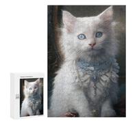 Rompecabezas 300 PCS para Adultos Regal White Cat Portrait -5 Rompecabezas para Adultos Juego De Ingenio Regalo De Cumpleaños Ayuda A Ejercitar El Cerebro 300 PCS