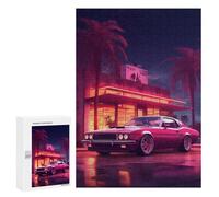 Rompecabezas 300 PCS para Adultos Retro Car Night Scene Rompecabezas para Adultos Juego De Ingenio Regalo De Cumpleaños Ayuda A Ejercitar El Cerebro 300 PCS