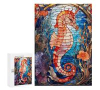 Rompecabezas 300 PCS para Adultos Sea Horse Stained Glass Rompecabezas Juego Familiar Difícil Oferta Difícil como Regalo para Toda La Familia 300 PCS