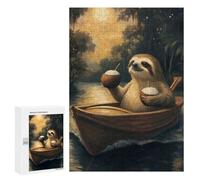 Rompecabezas 300 PCS para Adultos Sloth on A Boat with Cocktails Rompecabezas para Adultos Juegos Familiares Carrera De Velocidad Manual Regalos para Amigos Y Familiares 300 PCS