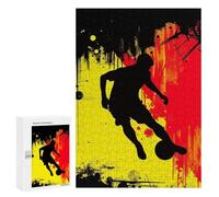 Rompecabezas 300 PCS para Adultos Soccer Player Silhouette with Belgium Flag Abstract Background Rompecabezas para Adultos Juguete Decoración De Pared Mejora La Memoria Regalo De Cumpleaños, Regalos,
