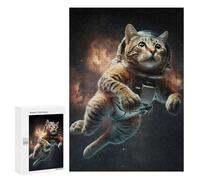 Rompecabezas 300 PCS para Adultos Space Cat Adventure -2 Rompecabezas para Adultos Juegos Divertidos Vacaciones En Casa Matar El Tiempo para Cumpleaños, Navidad 300 PCS