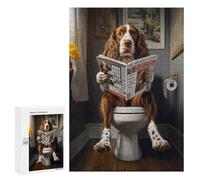 Rompecabezas 300 PCS para Adultos Springer Spaniel Toilet Rompecabezas para Adultos Juegos Familiares Carrera De Velocidad Manual Regalos para Amigos Y Familiares 300 PCS