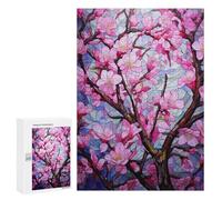 Rompecabezas 300 PCS para Adultos Stained Glass Cherry Blossoms Rompecabezas para Adultos Actividades Familiares Desafiantes para Completar Juguetes Educativos De Aprendizaje 300 PCS
