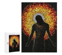 Rompecabezas 300 PCS para Adultos Stained Glass Jesus Silhouette Rompecabezas para Adultos Juegos Divertidos Vacaciones En Casa Matar El Tiempo para Cumpleaños, Navidad 300 PCS