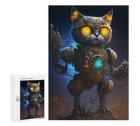 Rompecabezas 300 PCS para Adultos Steampunk Cat Robot Art Rompecabezas para Adultos Juguetes De Bricolaje Pero Divertidos Y Humorísticos para Cumpleaños, Navidad 300 PCS