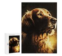 Rompecabezas 300 PCS para Adultos The Dog of Golden Light Rompecabezas para Adultos Juguete Decoración De Pared Decoración Perfecta Regalos para Reducir El Estrés 300 PCS