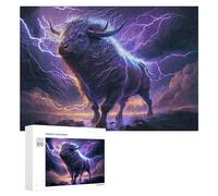 Rompecabezas 300 PCS para Adultos Thundering Bull Epic Lightning Storm Rompecabezas para Adultos Juegos De Relajación Decoración Cumpleaños 300 PCS