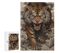 Rompecabezas 300 PCS para Adultos Tiger Rising from Waves Rompecabezas De Juguete para Decoración De Pared, Divertido Y Humorístico, Cumpleaños 300 PCS