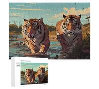 Rompecabezas 300 PCS para Adultos Tigers in The Wild Rompecabezas De Juguete para Decoración De Pared, Divertido Y Humorístico, Cumpleaños 300 PCS