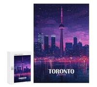 Rompecabezas 300 PCS para Adultos Toronto Canada Skyline at Night Rompecabezas para Adultos Juguete Decoración De Pared Decoración del Hogar para Cumpleaños, Navidad 300 PCS