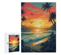 Rompecabezas 300 PCS para Adultos Tropical Sunset Beach Scene-4 Rompecabezas Juguetes Antiestrés para La Diversión Familiar Oferta como Regalos para Toda La Familia 300 PCS
