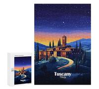 Rompecabezas 300 PCS para Adultos Tuscan Village Night Rompecabezas para Adultos Juegos De Relajación Decoración Cumpleaños 300 PCS