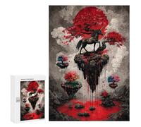 Rompecabezas 300 PCS para Adultos Unicorn on Floating Island with Red Moon Rompecabezas para Adultos Juguete Decoración De Pared Decoración del Hogar para Cumpleaños, Navidad 300 PCS
